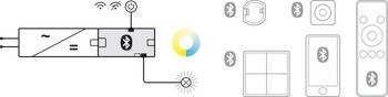 2cestný rozbočovač, Häfele Connect Mesh, 3pólové (tunable white), 24 V, přepínatelné kabelové-bezdrátové spínání