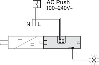 2cestný rozbočovač , Häfele Loox5 s ovládacím vstupem pro DALI-2™ nebo napájecím tlačítkem nebo stmívačem 1–10 V, 24 V