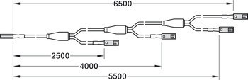 4cestný prodlužovací kabel, Pro Häfele Loox5, 12 V, 2pólové (jednobarevná nebo multi-white 2vodičová technologie)