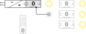 4cestný rozbočovač (1 kanál), Häfele Connect Mesh Eco, 24 V, 2pólový (tunable white 2vodičová technologie)