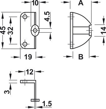 Adaptér, Häfele Déco, zinková slitina, pro posuvně skládací dveře