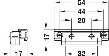 Adaptér, pro profily hliníkového rámečku pro skleněnou výplň 23/26/38 x 14 mm