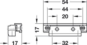 Adaptér, Pro profily hliníkového rámečku pro skleněnou výplň 23/26/38 x 14 mm