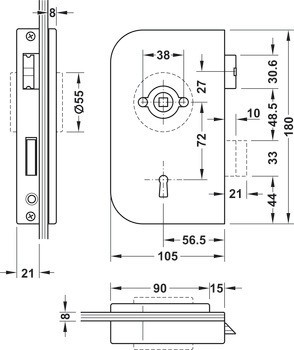 BB zámek pro skleněné dveře, GHP 103, Startec