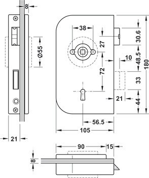 BB zámek pro skleněné dveře, GHP 103, Startec