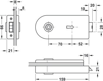 BB zámek pro skleněné dveře, GHR 102 a 103, Startec