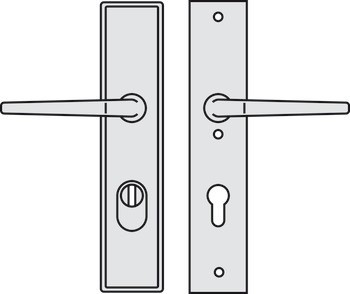 Bezpečnostní dveřní kliky, hliník, A91.12 SB5-LS, dlouhý štít