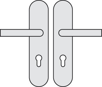 Bezpečnostní dveřní kliky, Hliník, Hoppe, Amsterdam 86G/3331/3310/1400 třída odolnosti 1 (třída bezpečnosti 2)