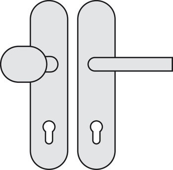 Bezpečnostní dveřní kliky, Hliník, Hoppe, Amsterdam 86G/3331/3310/1400 třída odolnosti 1 (třída bezpečnosti 2)