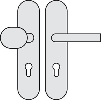 Bezpečnostní dveřní kliky, Hliník, Hoppe, Amsterdam 86G/3331/3310/1400 třída odolnosti 1 (třída bezpečnosti 2)