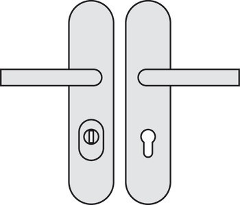 Bezpečnostní dveřní kliky, Hliník, Hoppe, Amsterdam 86G/3332/3310/1400Z třída odolnosti 1 (třída bezpečnosti 2)