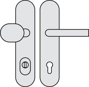 Bezpečnostní dveřní kliky, Hliník, Hoppe, Amsterdam 86G/3332/3310/1400Z třída odolnosti 1 (třída bezpečnosti 2)
