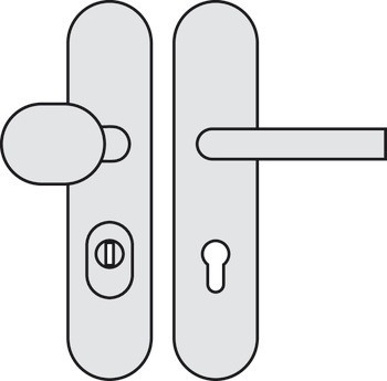 Bezpečnostní dveřní kliky, Hliník, Hoppe, Amsterdam 86G/3332/3310/1400Z třída odolnosti 1 (třída bezpečnosti 2)