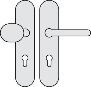 Bezpečnostní dveřní kliky, Hliník, Hoppe, Paris 86G/3331/3310/138L(138) třída odolnosti 1 (třída bezpečnosti 2)