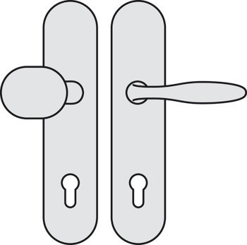 Bezpečnostní dveřní kliky, Hliník, Hoppe, Verona 86G/3331/3310/1510 třída odolnosti 1 (třída bezpečnosti 2)