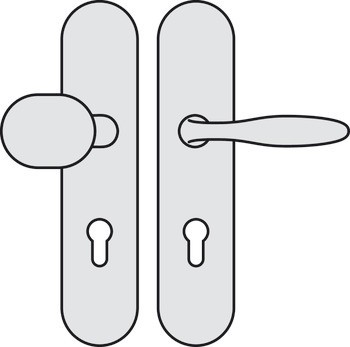 Bezpečnostní dveřní kliky, Hliník, Hoppe, Verona 86G/3331/3310/1510 třída odolnosti 1 (třída bezpečnosti 2)