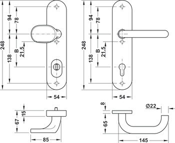 Bezpečnostní dveřní kliky, Hliník, Startec, model SDH 2112 třída odolnosti 1