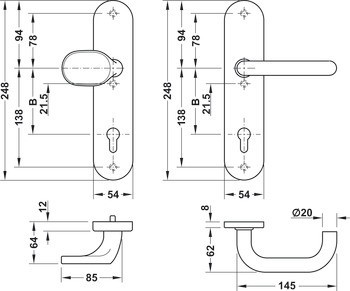 Bezpečnostní dveřní kliky, Nerez, Startec, SDH 1102 třída odolnosti 1