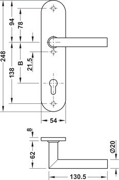 Bezpečnostní dveřní kliky, Nerez, Startec, SDH 1103-E třída odolnosti 1