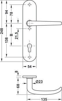 Bezpečnostní dveřní kliky, Nerez, Startec, SDH 1104-E třída odolnosti 1