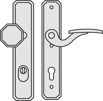 Bezpečnostní dveřní kliky, Scheitter, ocel/mosaz, Si-K291/05/194 třída odolnosti 1 (třída bezpečnosti 2)
