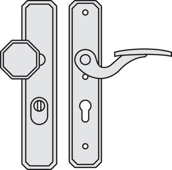Bezpečnostní dveřní kliky, Scheitter, ocel/mosaz, Si-K291/05/194 třída odolnosti 1 (třída bezpečnosti 2)