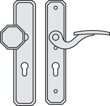 Bezpečnostní dveřní kliky, Scheitter, ocel/mosaz, Si-K291/12/194