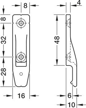 Část desky, Häfele Pacofix SF/DF-L, s montážním držákem