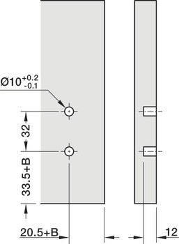 Čelní kování, pro zásuvku Blum Merivobox