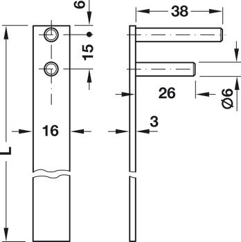 Centrální zamykací tyč, Häfele Symo LA, pro otočný zámek centrálního zamykání Häfele Symo FM Pro