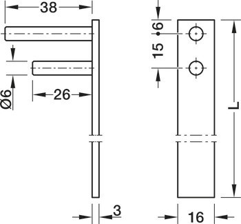 Centrální zamykací tyč, Häfele Symo LA, pro otočný zámek centrálního zamykání Häfele Symo FM Pro