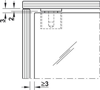 Čepový závěs pro skleněné dveře, Úhel otevření max. 130°, vložené