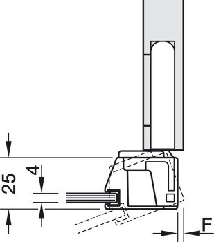 Concealed Hinge, 94°, for aluminium frame doors, for concealed mounting