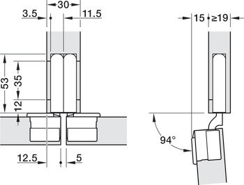 Concealed Hinge, Salice Conecta, 94°, for wooden doors, for concealed mounting