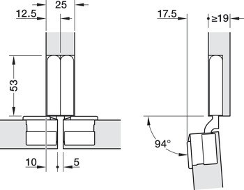 Concealed Hinge, Salice Conecta, 94°, for wooden doors, for concealed mounting