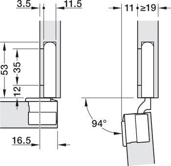 Concealed Hinge, Salice Conecta, 94°, for wooden doors, for concealed mounting