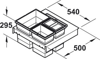 Odpadkové koše, 1 x 18 a 2 x 8 / 1 x 18, 1 x 12 a 2 x 8, Hailo Separato Matrix Box P 3603-63/93