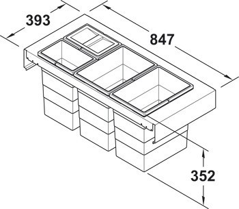 Čtyřdílný třídič odpadu, 2 x 10 a 2 x 20 litrů - Hailo Zargen Cargo Legrabox