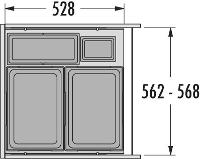 Dvojdílný třídič odpadu a čtyřdílný třídič odpadu, 1 x 38 a 1 x 7 /2 x 38 litrů / 2 x 38, 1 x 12 a 1 x 2,5 litrů, Hailo Euro-Cargo