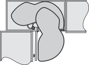 Čtyřhran, Půlkruhová otočná police do rohové skříňky Kesseböhmer LeMans