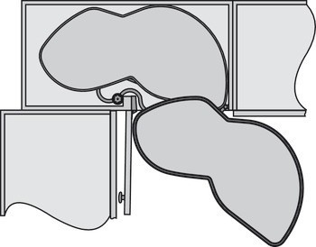 Čtyřhran, Půlkruhová otočná police do rohové skříňky Kesseböhmer LeMans