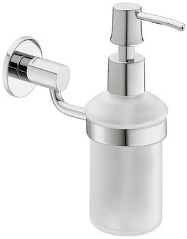 Dávkovač na mýdlo s držákem, S matně saténovým sklem, kulaté