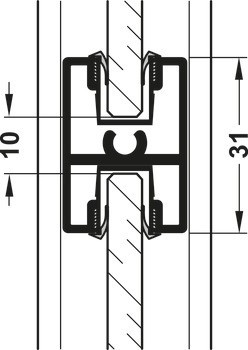 Dělicí profil, Pro rozdělení dveřního panelu