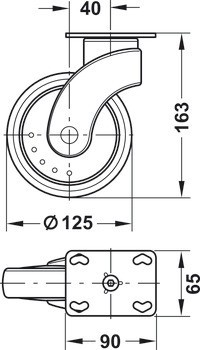 Designové nábytkové kolečko, Nosnost 110 kg, volnoběžné