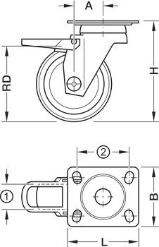 Designové nábytkové kolečko, Nosnost 12-50 kg, pevné nebo volnoběžné