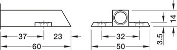 Deska křížového adaptéru, pro mechanismus tlumeného zavírání Smove, k přišroubování pomocí vrutů do dřevotřísky