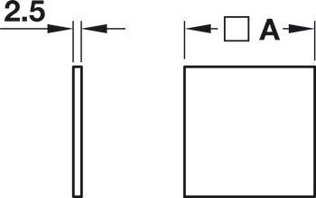 deska, nerez, s lepicí páskou, čtvercová