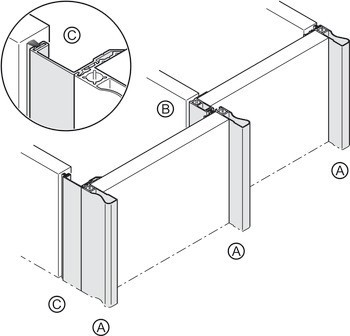 Distanční profil, Häfele Slido F-Handle26 C, hliník, pro posuvné dveře