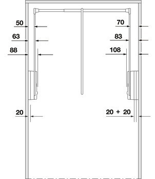 Distanční rám, Pro sklopnou tyč 2004, rozteč 20 mm, stohovatelný