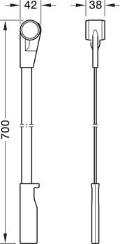 Dlouhá tažná tyč pro zdvihací mechanismus na šaty, horní, pro zdvihací mechanismus na šaty TOP, Kesseböhmer Conero